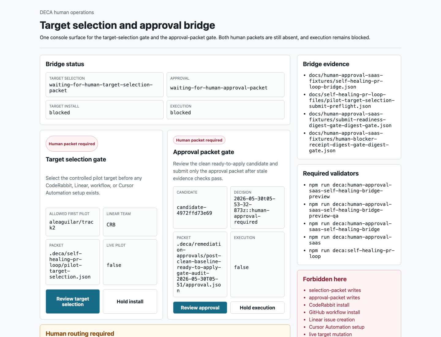 DECA human approval bridge